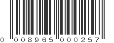 UPC 008965000257