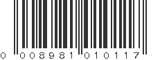 UPC 008981010117