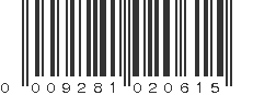 UPC 009281020615