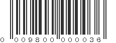 UPC 009800000036