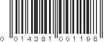 UPC 014381001198