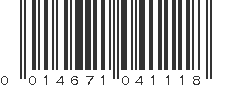 UPC 014671041118