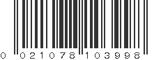 UPC 021078103998