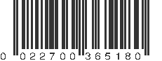 UPC 022700365180