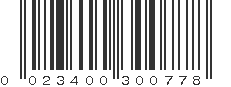 UPC 023400300778