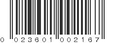 UPC 023601002167