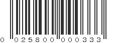 UPC 025800000333