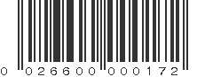 UPC 026600000172