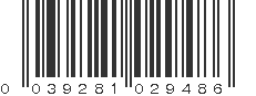 UPC 039281029486