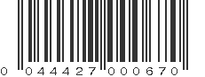 UPC 044427000670